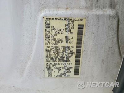 Zdjęcie 12 z 12 samochodu: 2008 NISSAN PATHFINDER S VIN:5N1AR18U88C606787 - miniatura