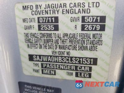 Zdjęcie 12 z 12 samochodu: 2012 JAGUAR XF PORTFOLIO VIN:SAJWA0HB3CLS21531 - miniatura