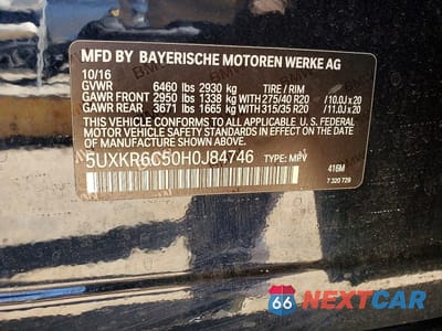Zdjęcie 12 z 12 samochodu: 2017 BMW X5 XDRIVE50I VIN:5UXKR6C50H0J84746 - miniatura