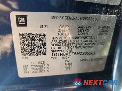 Zdjęcie 12 z 12 samochodu: 2021 GMC SIERRA C1500 VIN:1GTR8AEF5MZ205561 - miniatura