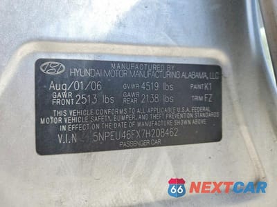 Zdjęcie 12 z 12 samochodu: 2007 HYUNDAI SONATA SE VIN:5NPEU46FX7H208462 - miniatura