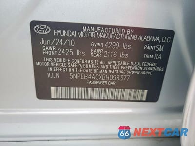 Zdjęcie 12 z 12 samochodu: 2011 HYUNDAI SONATA GLS VIN:5NPEB4ACXBH098377 - miniatura