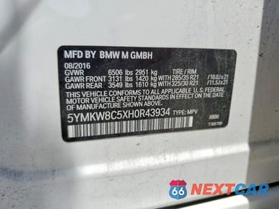 Zdjęcie 13 z 13 samochodu: 2017 BMW X6 M VIN:5YMKW8C5XH0R43934 - miniatura