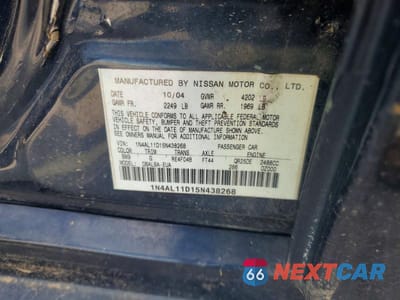 Zdjęcie 12 z 12 samochodu: 2005 NISSAN ALTIMA 2.5 VIN:1N4AL11D15N438268 - miniatura