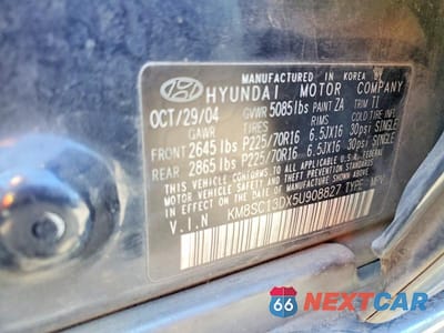 Zdjęcie 13 z 13 samochodu: 2005 HYUNDAI SANTA FE GLS VIN:KM8SC13DX5U908827 - miniatura