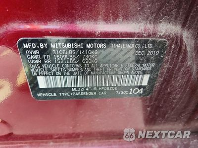 Zdjęcie 12 z 12 samochodu: 2020 MITSUBISHI MIRAGE G4 SE VIN:ML32F4FJ6LHF06202 - miniatura
