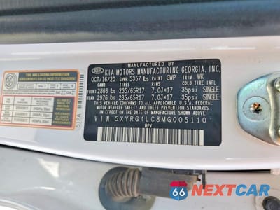 Zdjęcie 14 z 14 samochodu: 2021 KIA SORENTO LX VIN:5XYRG4LC8MG005110 - miniatura