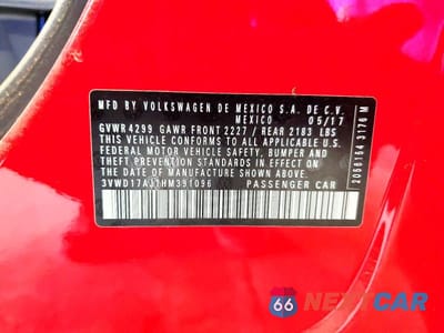 Zdjęcie 12 z 12 samochodu: 2017 VOLKSWAGEN JETTA SPORT VIN:3VWD17AJ1HM391096 - miniatura