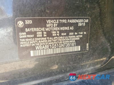 Zdjęcie 12 z 12 samochodu: 2016 BMW 320 I VIN:WBA8E1G51GNT35161 - miniatura