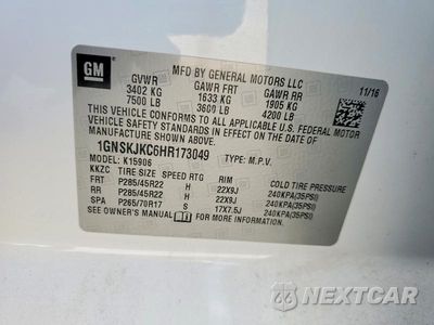 Zdjęcie 14 z 14 samochodu: 2017 CHEVROLET SUBURBAN K1500 PREMIER VIN:1GNSKJKC6HR173049 - miniatura