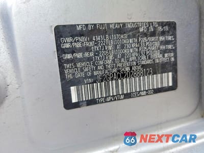 Zdjęcie 13 z 13 samochodu: 2013 SUBARU XV CROSSTREK 2.0 PREMIUM VIN:JF2GPACC2D2888123 - miniatura