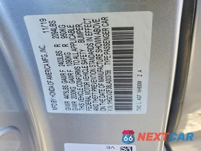 Zdjęcie 12 z 12 samochodu: 2020 HONDA ACCORD SPORT VIN:1HGCV2F38LA003756 - miniatura