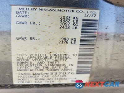 Zdjęcie 12 z 12 samochodu: 2023 NISSAN ALTIMA SV VIN:1N4BL4DW5PN337076 - miniatura