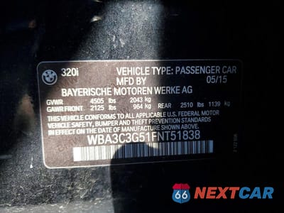 Zdjęcie 12 z 12 samochodu: 2015 BMW 320 I XDRIVE VIN:WBA3C3G51FNT51838 - miniatura