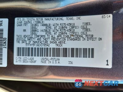 Zdjęcie 12 z 12 samochodu: 2014 TOYOTA TUNDRA CREWMAX LIMITED VIN:5TFHY5F16EX378542 - miniatura