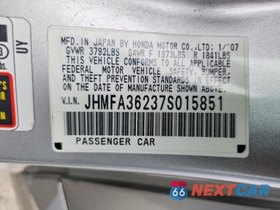 Zdjęcie 13 z 13 samochodu: 2007 HONDA CIVIC HYBRID VIN:JHMFA36237S015851 - miniatura