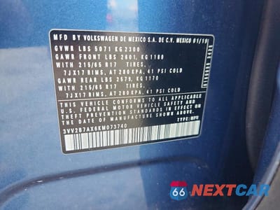 Zdjęcie 13 z 13 samochodu: 2019 VOLKSWAGEN TIGUAN SE VIN:3VV2B7AX6KM073740 - miniatura