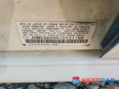 Zdjęcie 12 z 12 samochodu: 2001 HONDA ACCORD EX VIN:JHMCG668X1C021106 - miniatura