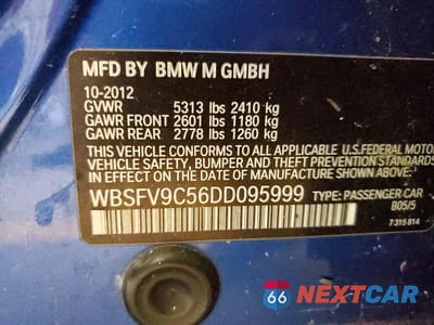 Zdjęcie 12 z 12 samochodu: 2013 BMW M5 VIN:WBSFV9C56DD095999 - miniatura