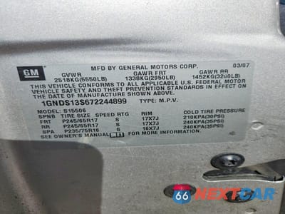 Zdjęcie 13 z 13 samochodu: 2007 CHEVROLET TRAILBLAZER LS VIN:1GNDS13S672244899 - miniatura
