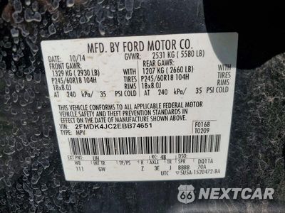 Zdjęcie 13 z 13 samochodu: 2014 FORD EDGE SEL VIN:2FMDK4JC2EBB74651 - miniatura