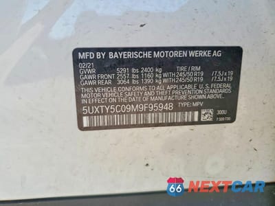 Zdjęcie 13 z 13 samochodu: 2021 BMW X3 XDRIVE30I VIN:5UXTY5C09M9F95948 - miniatura