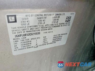 Zdjęcie 13 z 13 samochodu: 2012 GMC TERRAIN SLT VIN:2GKFLUE52C6219538 - miniatura