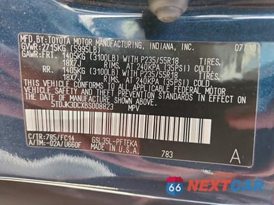 Zdjęcie 13 z 13 samochodu: 2011 TOYOTA SIENNA LE VIN:5TDJK3DCXBS008823 - miniatura