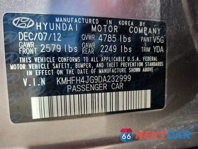 Zdjęcie 12 z 12 samochodu: 2013 HYUNDAI AZERA BASE VIN:KMHFH4JG9DA232999 - miniatura
