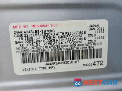 Zdjęcie 13 z 13 samochodu: 2011 MITSUBISHI OUTLANDER SPORT ES VIN:JA4AP3AU8BZ010187 - miniatura