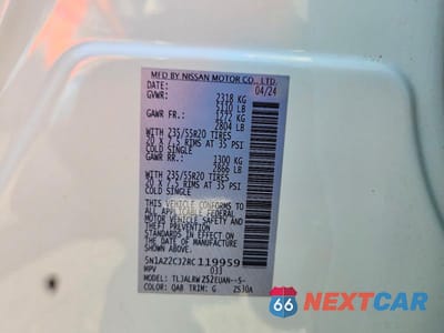 Zdjęcie 14 z 14 samochodu: 2024 NISSAN MURANO SL VIN:5N1AZ2CJ2RC119959 - miniatura