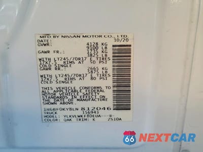Zdjęcie 13 z 13 samochodu: 2020 NISSAN NV 2500 DELIVERY VAN VIN:1N6BF0KY8LN812046 - miniatura