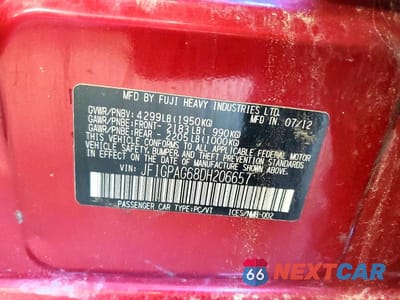 Zdjęcie 12 z 12 samochodu: 2013 SUBARU IMPREZA LIMITED VIN:JF1GPAG68DH206657 - miniatura