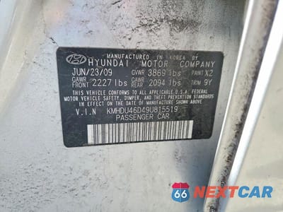 Zdjęcie 12 z 12 samochodu: 2009 HYUNDAI ELANTRA GLS VIN:KMHDU46D49U815519 - miniatura