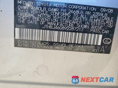 Zdjęcie 12 z 12 samochodu: 2009 LEXUS ES 350 VIN:JTHBJ46G892287217 - miniatura