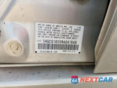 Zdjęcie 13 z 13 samochodu: 1998 HONDA ACCORD EX VIN:1HGCG1655WA041648 - miniatura