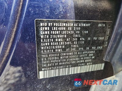 Zdjęcie 13 z 13 samochodu: 2016 VOLKSWAGEN TIGUAN S VIN:WVGAV7AXXGW511812 - miniatura