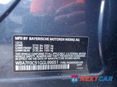 Zdjęcie 12 z 12 samochodu: 2016 BMW 750 I VIN:WBA7F0C51GGL99651 - miniatura