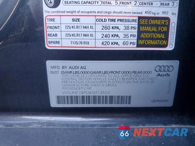 Zdjęcie 12 z 12 samochodu: 2008 AUDI A3 2.0 VIN:WAUHF78P08A073402 - miniatura