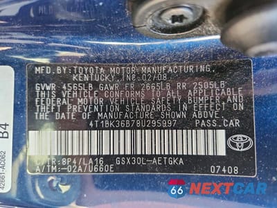 Zdjęcie 12 z 12 samochodu: 2008 TOYOTA AVALON XLS VIN:4T1BK36B78U295997 - miniatura