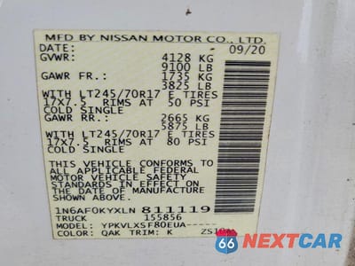 Zdjęcie 14 z 14 samochodu: 2020 NISSAN NV 2500 HD SV VIN:1N6AF0KYXLN811119 - miniatura