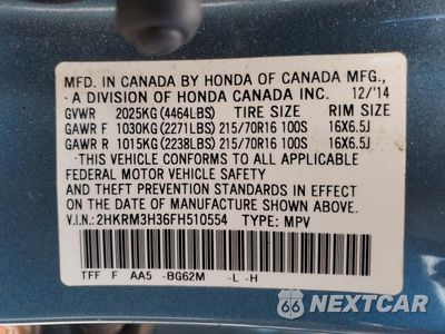 Zdjęcie 13 z 13 samochodu: 2015 HONDA CR-V LX VIN:2HKRM3H36FH510554 - miniatura