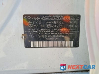 Zdjęcie 12 z 12 samochodu: 2016 HYUNDAI SONATA SE VIN:5NPE24AF5GH404046 - miniatura