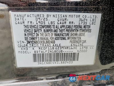 Zdjęcie 12 z 12 samochodu: 2025 NISSAN VERSA SV VIN:3N1CN8EVXSL882403 - miniatura
