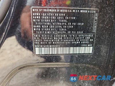 Zdjęcie 13 z 13 samochodu: 2020 VOLKSWAGEN TIGUAN S VIN:3VV1B7AX9LM094871 - miniatura