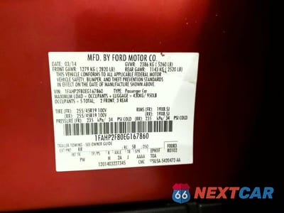 Zdjęcie 12 z 12 samochodu: 2014 FORD TAURUS LIMITED VIN:1FAHP2F80EG167860 - miniatura