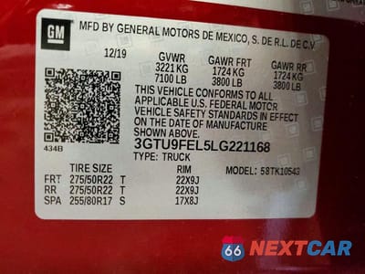 Zdjęcie 12 z 12 samochodu: 2020 GMC SIERRA K1500 DENALI VIN:3GTU9FEL5LG221168 - miniatura