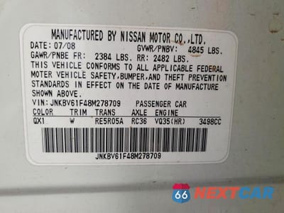 Zdjęcie 12 z 12 samochodu: 2008 INFINITI G35 X VIN:JNKBV61F48M278709 - miniatura
