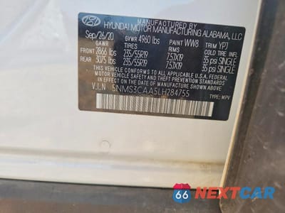 Zdjęcie 13 z 13 samochodu: 2020 HYUNDAI SANTA FE SEL 2.0T VIN:5NMS3CAA5LH284755 - miniatura