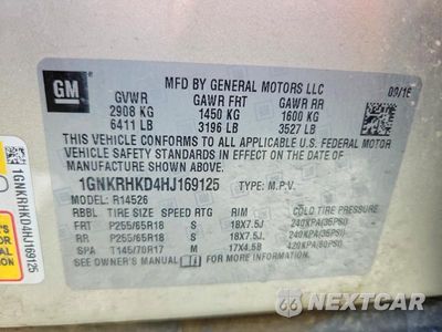 Zdjęcie 13 z 13 samochodu: 2017 CHEVROLET TRAVERSE LT VIN:1GNKRHKD4HJ169125 - miniatura